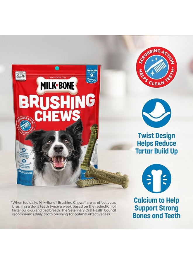 Milk-Bone Fresh Breath Brushing Chews, 9 Small/ Medium Daily Dental Dog Treats (Pack of 5) Scrubbing Action Helps Clean Teeth - Image 1