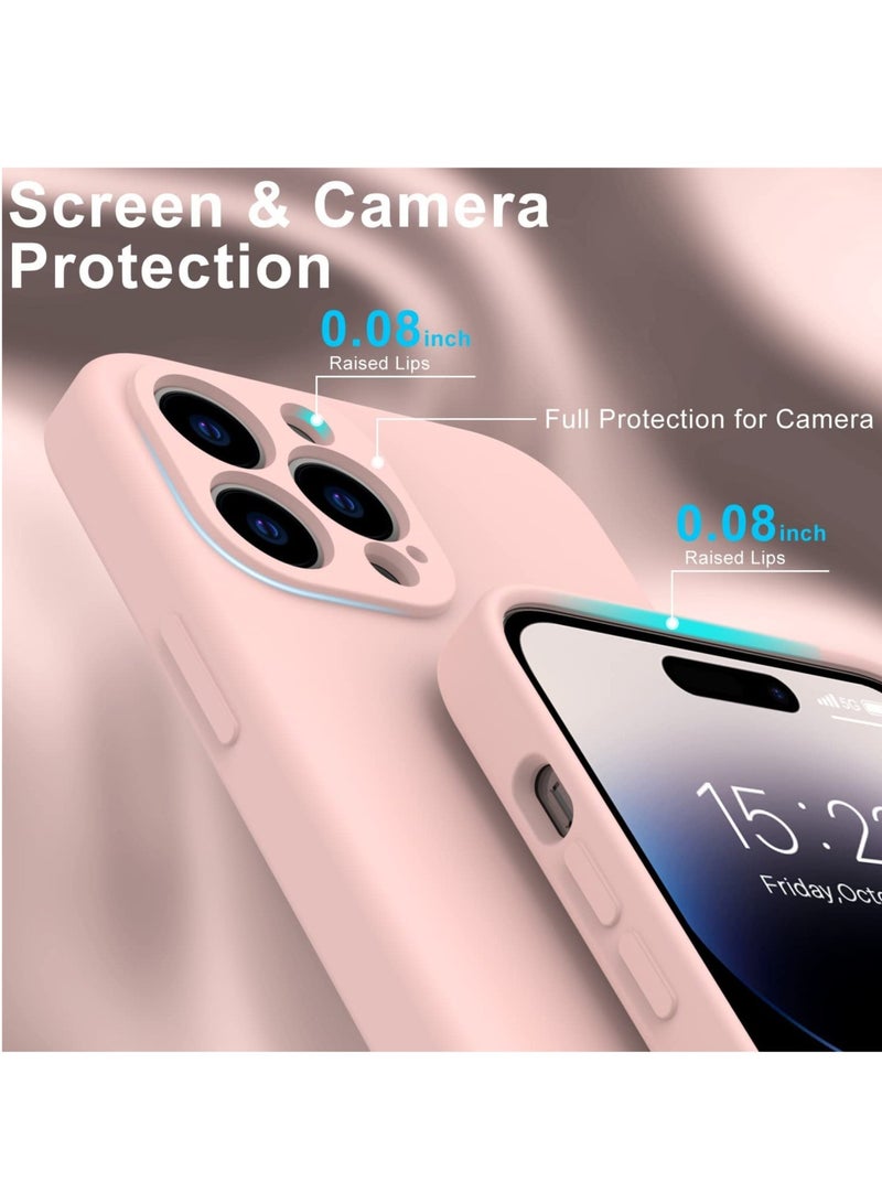 ELTRAZONE جراب iPhone 14 Pro Max مع واقي شاشة، حماية معززة للكاميرا، غطاء مطاطي من جل السيليكون المرن الناعم، جراب هاتف واقٍ مقاوم للصدمات مناسب لهاتف iPhone 14 Pro Max مقاس 6.7 بوصة، وردي فاتح - Image 3