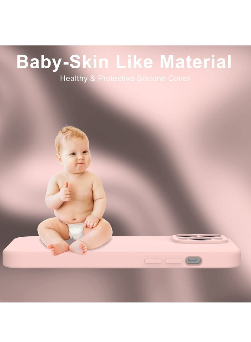 ELTRAZONE جراب iPhone 14 Pro Max مع واقي شاشة، حماية معززة للكاميرا، غطاء مطاطي من جل السيليكون المرن الناعم، جراب هاتف واقٍ مقاوم للصدمات مناسب لهاتف iPhone 14 Pro Max مقاس 6.7 بوصة، وردي فاتح - Image 2