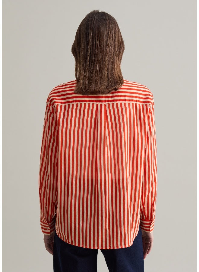 او في اس Striped shirt with Mandarin collar - Image 3