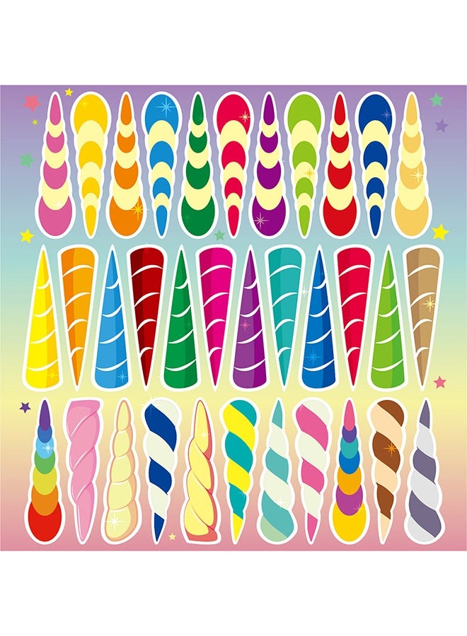 يونيكورن لعبة تثبيت القرن على وحيد القرن، مناسبة لحفلات أعياد ميلاد الأطفال، مع ٢٤ ملصقًا لقرون، وهدايا حفلات قوس قزح للفتيات، وديكورات جدارية لخلفية المنزل. - Image 3