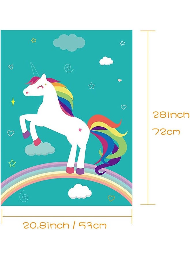 يونيكورن لعبة تثبيت القرن على وحيد القرن، مناسبة لحفلات أعياد ميلاد الأطفال، مع ٢٤ ملصقًا لقرون، وهدايا حفلات قوس قزح للفتيات، وديكورات جدارية لخلفية المنزل. - Image 5