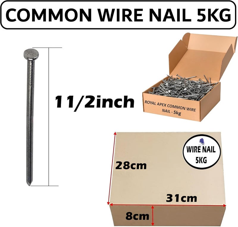 Royal Apex 11/2 Inch 5kg Common Wire Round Head Nails - Image 2