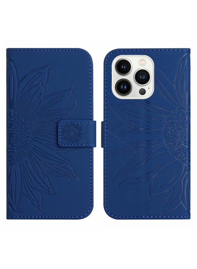 Zaboon Case For iPhone 13 Pro Skin Feel Sun Flower Pattern Flip Leather Phone Case with Lanyard - Image 2