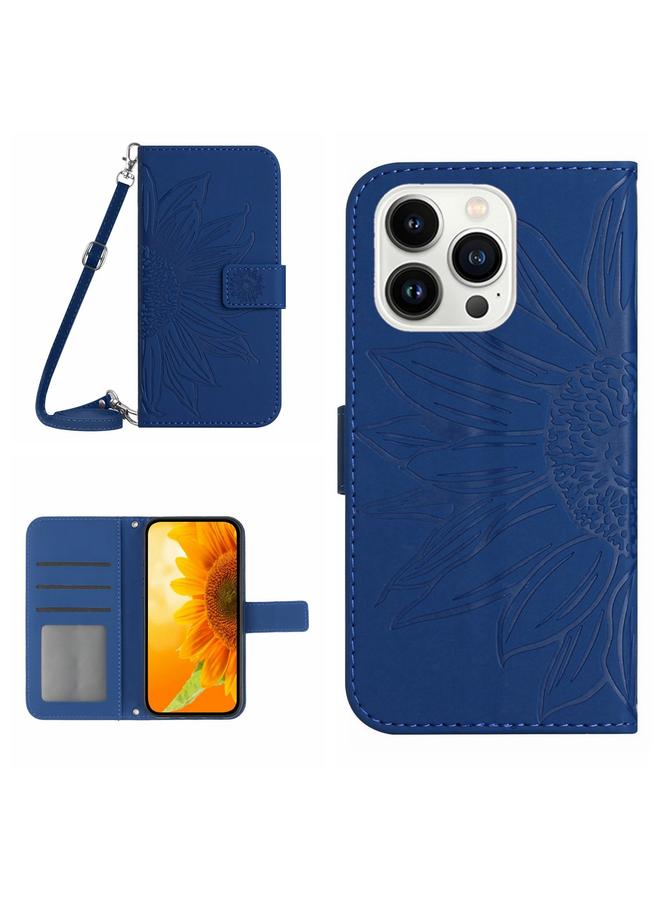 Zaboon Case For iPhone 13 Pro Skin Feel Sun Flower Pattern Flip Leather Phone Case with Lanyard - Image 1