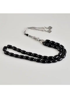 Hilalful HilalFul Prayer Beads - Black Agate | Natural Stone | Rosary Beads for Dhikr, Prayer For Adults | Islamic Gift Eid, Ramadan, Wedding, Anniversary, Birthday | 33 Beads  - Image 1