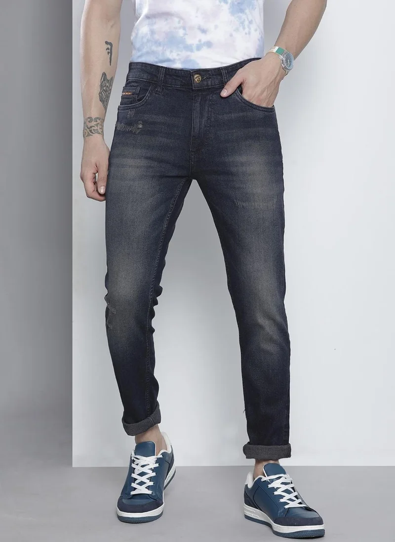 Men Slim Fit Solid Mid-Rise Stretchable Jeans