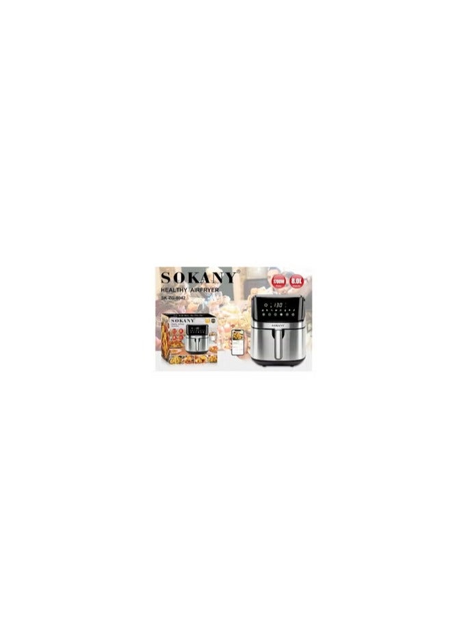 sokany Sokany Smart essential Air Fryer,1700W,8L Capacity,SK-8042,Bluetooth,Silver, 220V supply voltage - Image 4