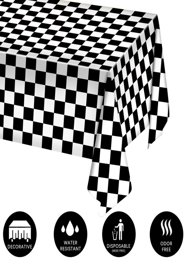 Oigco 3 Pack Black and White Checkered Tablecloths Race Car Theme Tablecloths for Motor Racing Birthday Party Decorations, 54" x 108 - Image 4