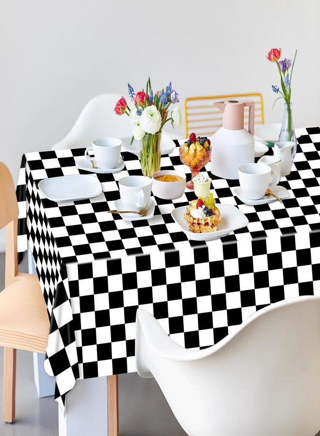 Oigco 3 Pack Black and White Checkered Tablecloths Race Car Theme Tablecloths for Motor Racing Birthday Party Decorations, 54" x 108 - Image 5