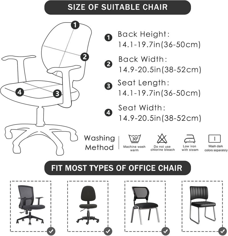 FORCHEER Printed 2 Pieces Split Office Chair Covers Stretchable Floral Desk Chair Slipcovers Washable-Floral I - Image 3
