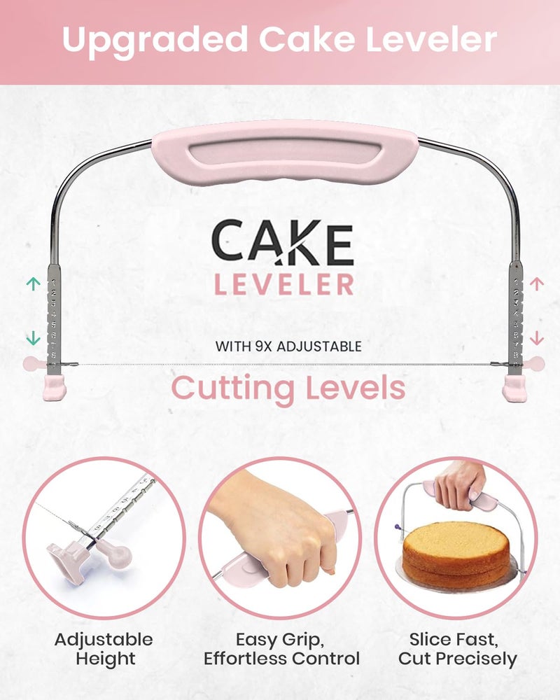 RFAQK 90PCs Cake Decorating Kit with Leveler, Baking Supplies Gift Includes Cake Stand Turntable, 24 Numbered Icing Tips, 55+1 Piping Bags, 2 Frosting Spatulas, 3 Scrappers, Video Course & Booklet - Image 5
