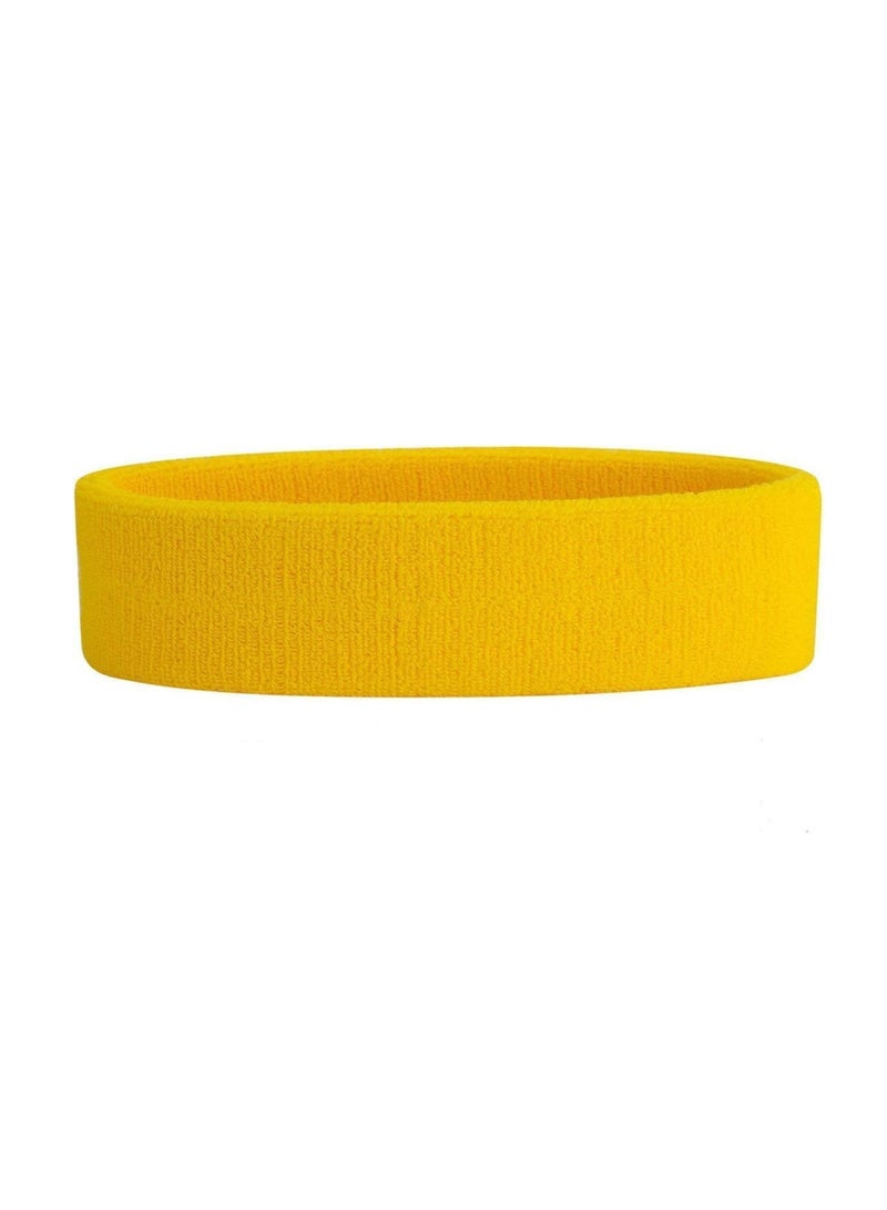 Generic Joker Yellow Sweatproof Terry Cloth Moisture Wicking Sports Headbands for Workout Basketball - Image 1