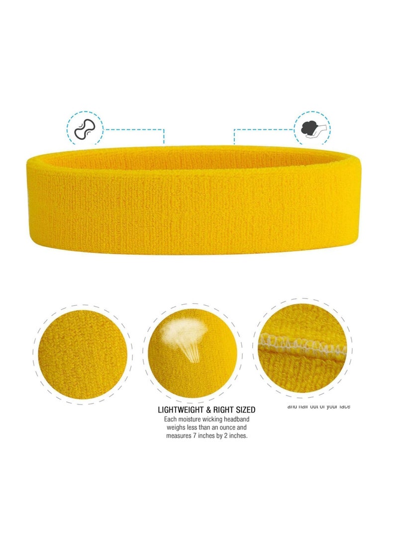 Generic Joker Yellow Sweatproof Terry Cloth Moisture Wicking Sports Headbands for Workout Basketball - Image 3