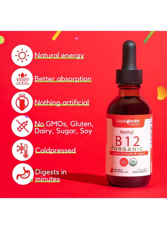 LIQUIDHEALTH Methyl Vitamin B12 Organic Liquid Pure Drops Methylcobalamin Energy Boost Focus Improve Memory Natural Metabolism Vegan Safe Sublingual Hydroxocobalamin 2 Fl Oz 2 Pack  - Image 4