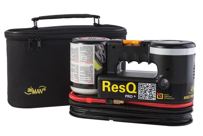 AIRMAN طقم إصلاح إطارات AIRMAN ResQ Pro مع ضاغط 12 فولت مع ضوء LED وختم بيئي محمول لضغط الإطارات الطارئ للسيارات وسيارات الدفع الرباعي والفانات يشمل حقيبة وموصلات - Image 3