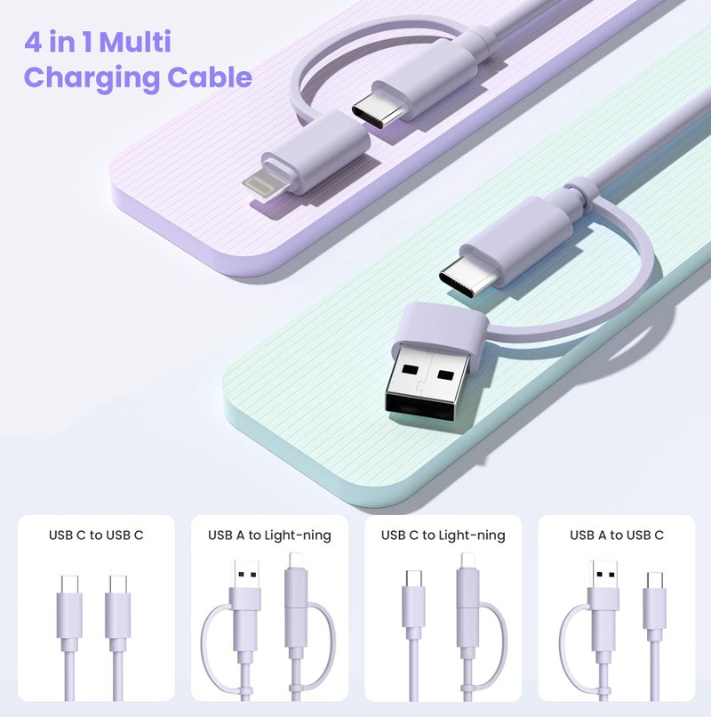 Elebase 4 in 1 Charging Cable for iphone 17,Multi Charger Cable 6.6FT,60W Fast Charging USB C Cable with USB A/Lightning Adapter for New Apple 17e 16 15 14 Pro Max,Samsung S26 Ultra,Airpods 3,iPad Air - Image 3