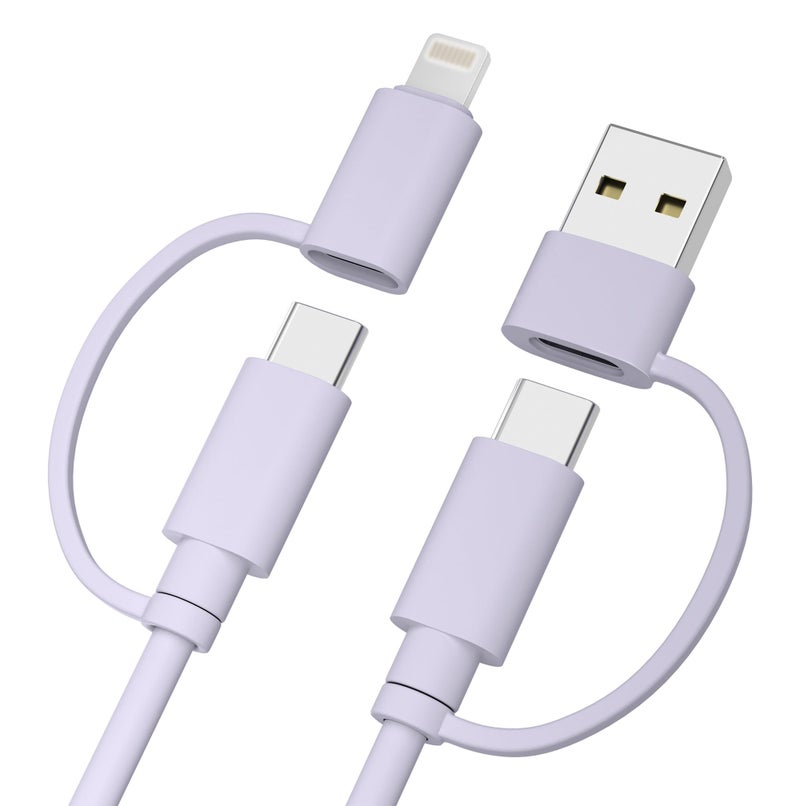 Elebase 4 in 1 Charging Cable for iphone 17,Multi Charger Cable 6.6FT,60W Fast Charging USB C Cable with USB A/Lightning Adapter for New Apple 17e 16 15 14 Pro Max,Samsung S26 Ultra,Airpods 3,iPad Air - Image 1