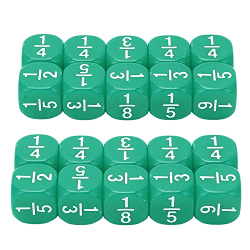 Kodrily Math Dice Set 20Pcs Fraction Dice Plastic Place Value Dice Math Fraction Dices Lightweight 6 Sided Multi Faceted Table Game Accessories 063 x 063 x 063in - Image 1