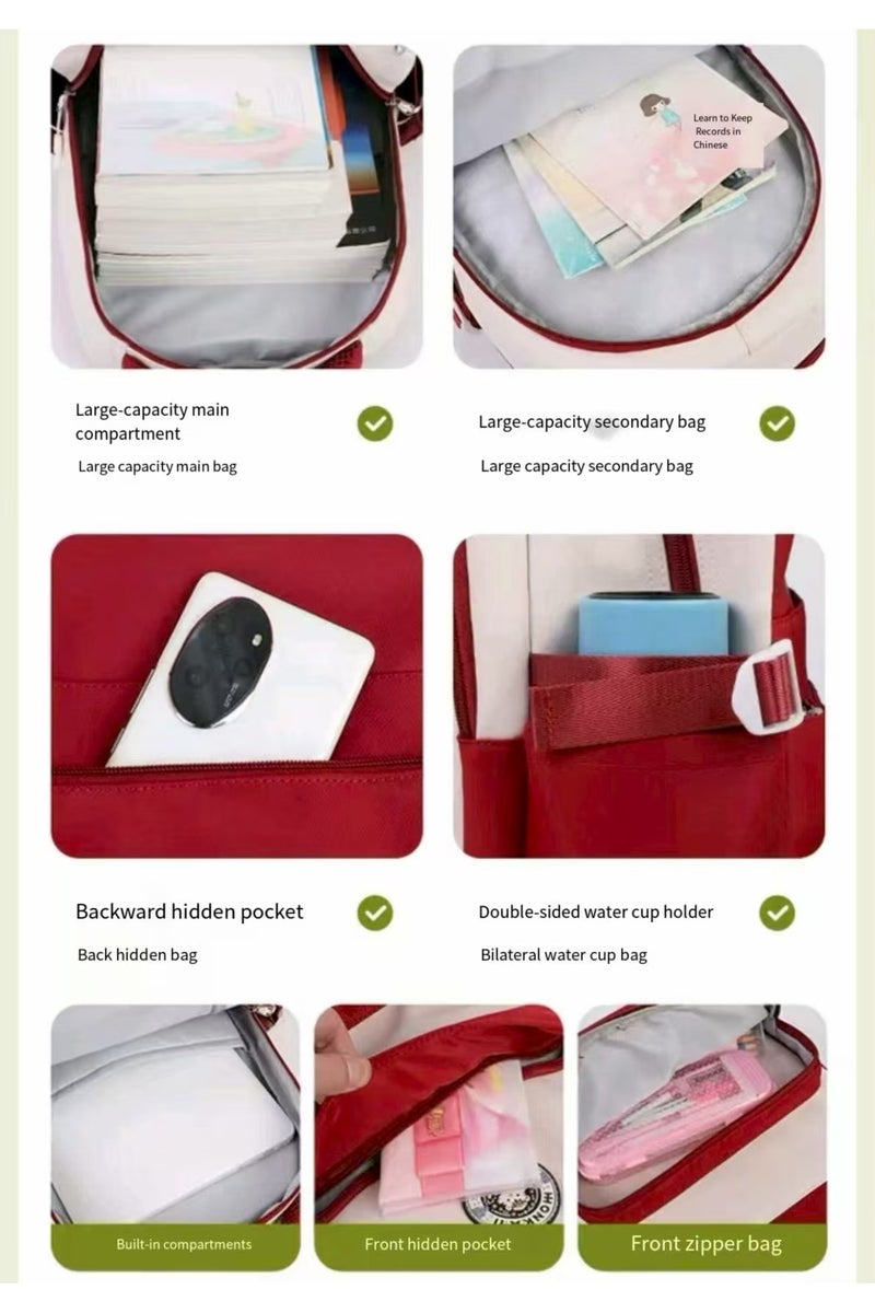 HK New Student Backpack Nilen Fashionable High Beauty Multifunctional Backpack, Suitable for Girls, Primary and Secondary School Students, Large Capacity Backpack - Image 5