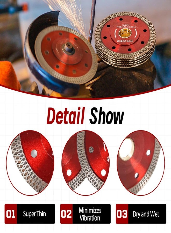 findmall 5Pcs 4 Inch Super Thin Dry Wet Diamond Porcelain Saw Blades Ceramic Cutting Disc Wheels for Cutting Ceramic Tile Porcelain Granite Marbles - Image 4