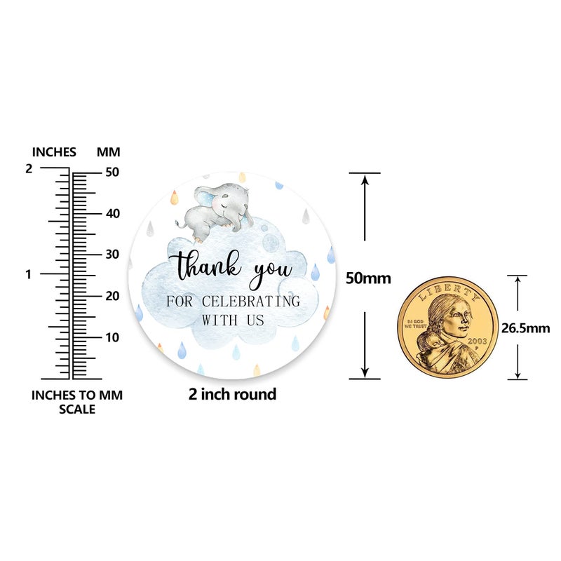 Bemoor 80 Elephant Baby Shower Thank You Stickers, Elephant Themed Baby Shower Favor Label Stickers(2 Inch) - Image 2