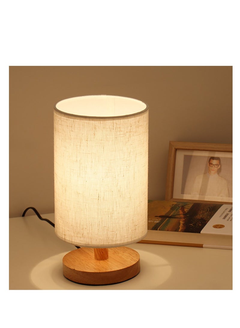 ARNOTEC Small Table Lamp-Wooden Bedside Lamp Simple Bedroom Lamp Linen Shade Mini Desk Lamp Night Light Nightstand Lamp for Bedroom,Living Room,Kids  - Image 3