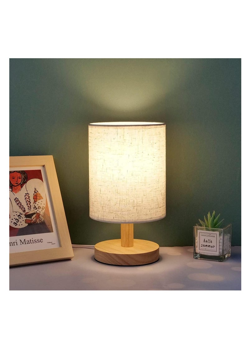 ARNOTEC Small Table Lamp-Wooden Bedside Lamp Simple Bedroom Lamp Linen Shade Mini Desk Lamp Night Light Nightstand Lamp for Bedroom,Living Room,Kids  - Image 4
