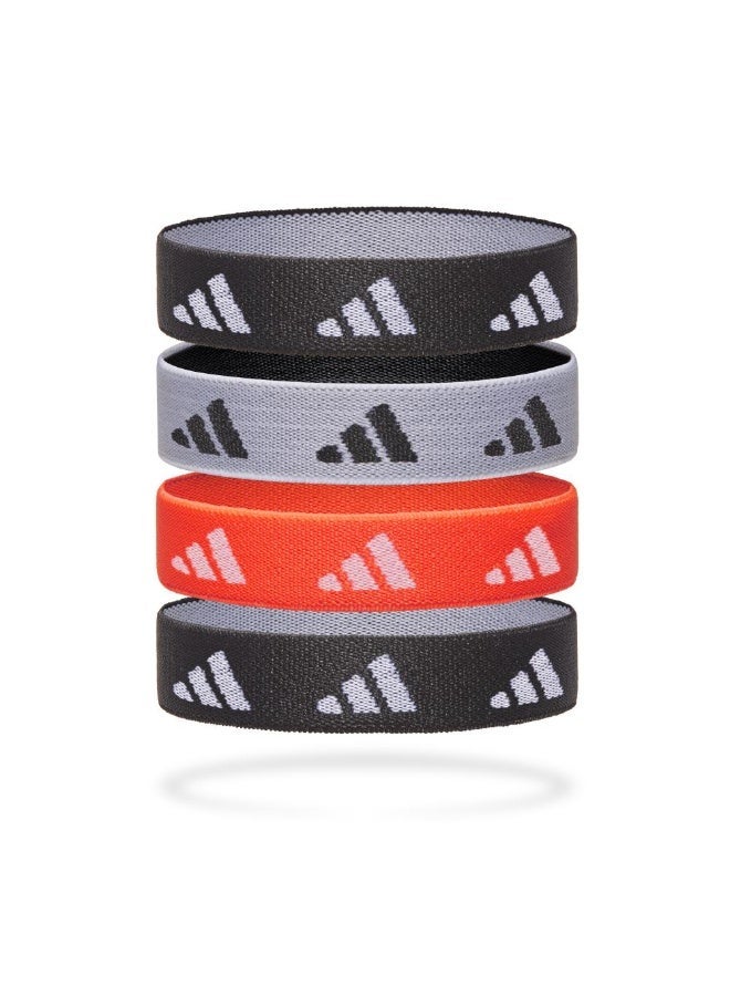 Adidas Hair Ties – Assorted Black, White, Solar Red – Elastic Bands for Hair Styling & Workout - Image 1