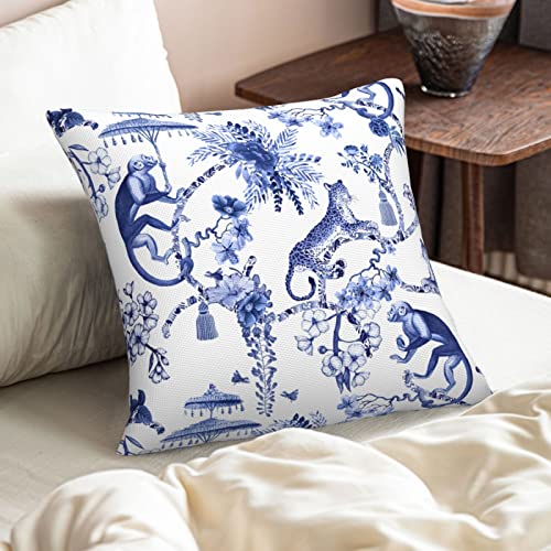 CALHogar Chinoiserie Pillow Cover,Grand Millenial Decor,grandmillennial Pillow Covers,grandmillennial Home Decor,Chinoiserie Decor,maximalist Decor,Blue and White Pillow Covers 18 * 18 Inch - Image 2