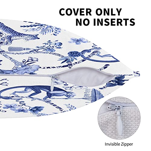 CALHogar Chinoiserie Pillow Cover,Grand Millenial Decor,grandmillennial Pillow Covers,grandmillennial Home Decor,Chinoiserie Decor,maximalist Decor,Blue and White Pillow Covers 18 * 18 Inch - Image 4
