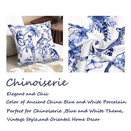CALHogar Chinoiserie Pillow Cover,Grand Millenial Decor,grandmillennial Pillow Covers,grandmillennial Home Decor,Chinoiserie Decor,maximalist Decor,Blue and White Pillow Covers 18 * 18 Inch - Image 3