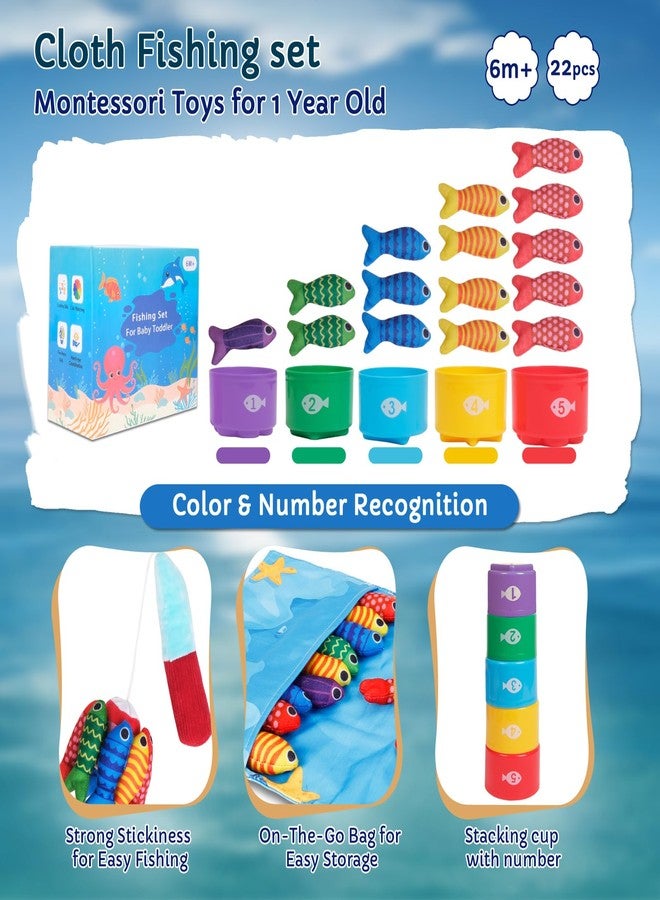 TenFans Montessori Cloth Fishing Game for Toddlers 1-3 Year Old - First Birthday Gift Set with Stacking Cups & Color Sorting - Travel Sensory Toy​​ - Image 4