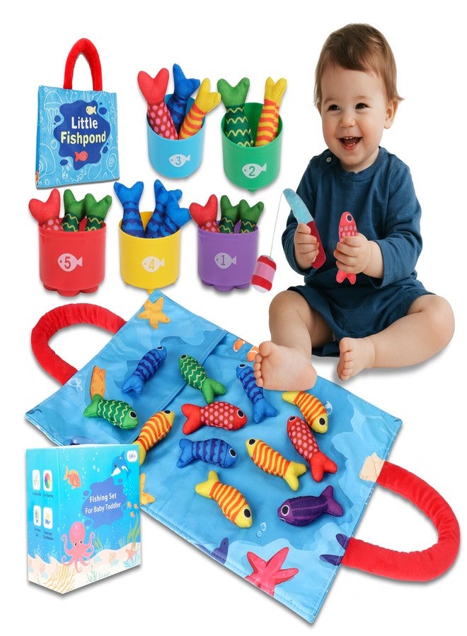 TenFans Montessori Cloth Fishing Game for Toddlers 1-3 Year Old - First Birthday Gift Set with Stacking Cups & Color Sorting - Travel Sensory Toy​​ - Image 1