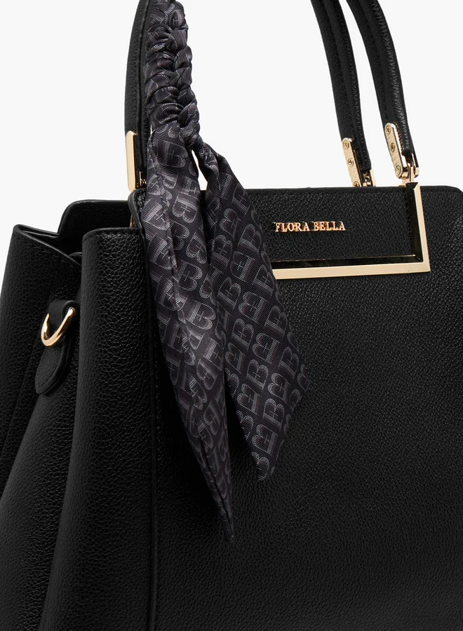 Flora Bella By Shoexpress Solid Tote Bag with Double Handle and Scarf Accent