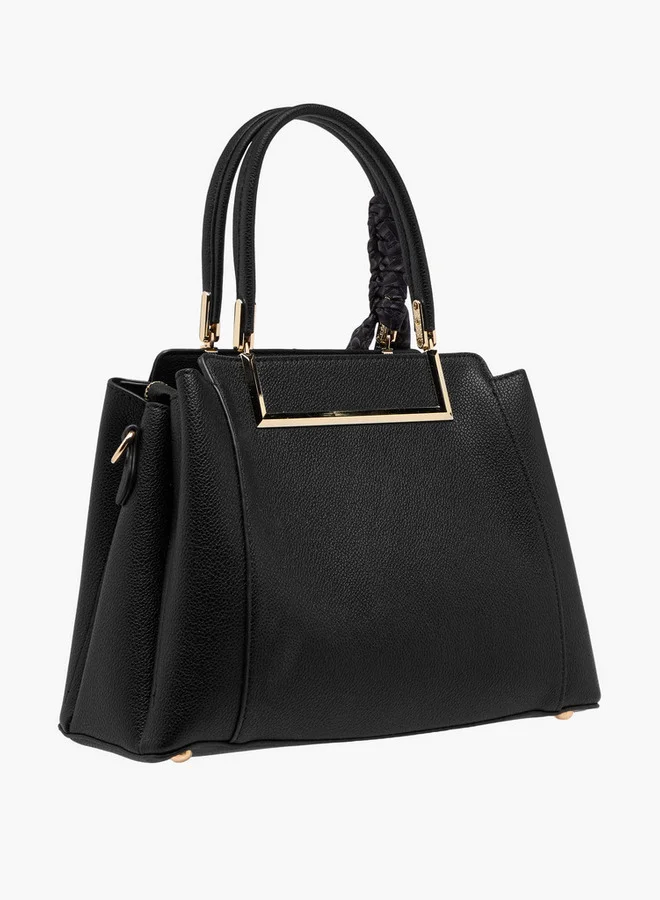 Flora Bella By Shoexpress Solid Tote Bag with Double Handle and Scarf Accent