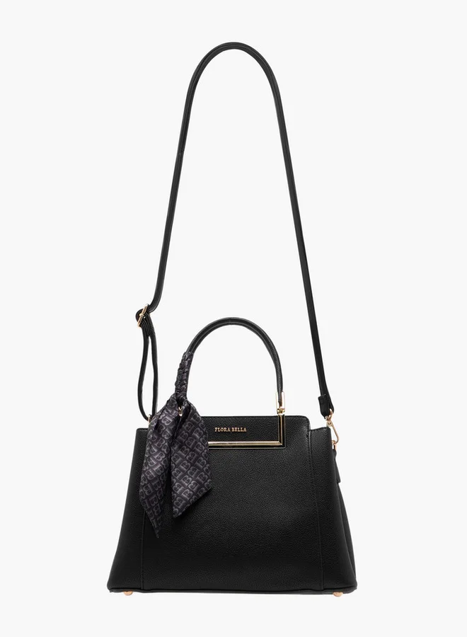 Flora Bella By Shoexpress Solid Tote Bag with Double Handle and Scarf Accent