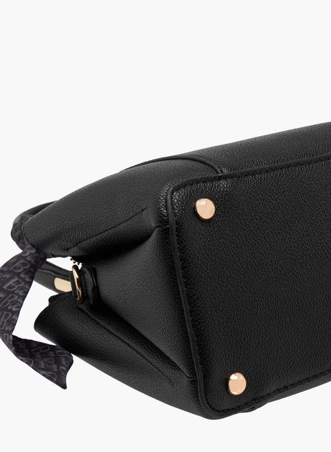 Flora Bella By Shoexpress Solid Tote Bag with Double Handle and Scarf Accent