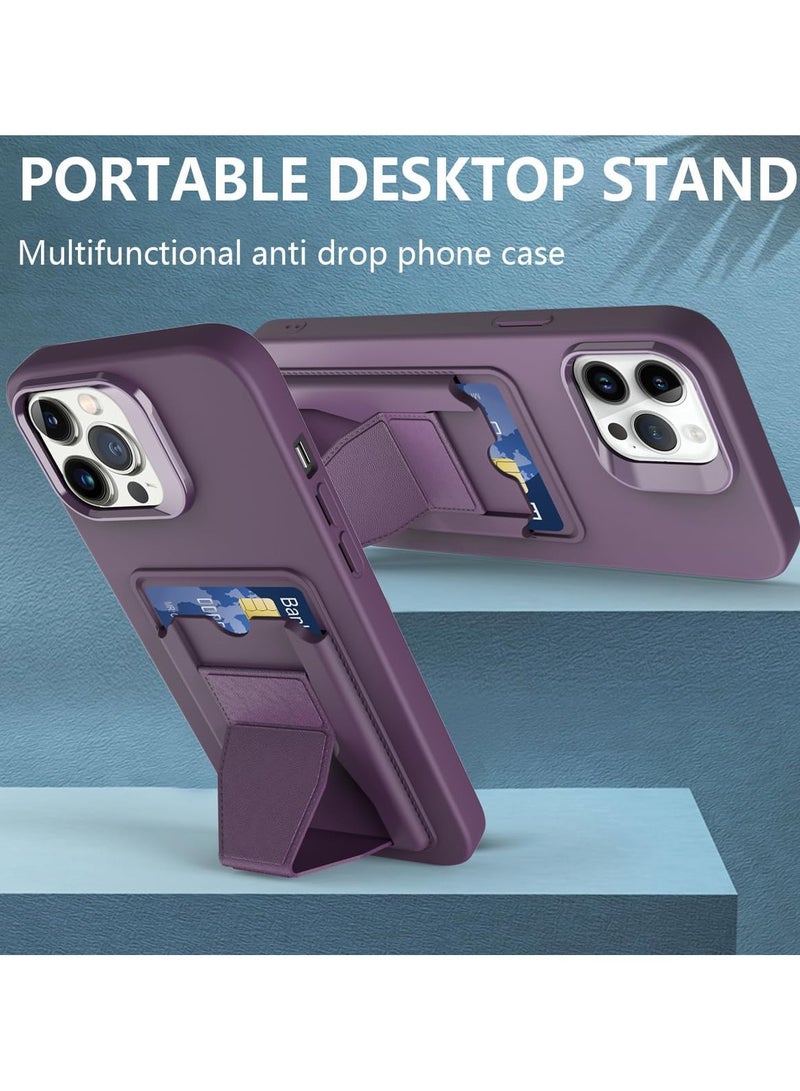 HDD Anti-Scratch Full Body Protection With Grip Card Holder Cover Case For Iphone 15  in black - Image 4