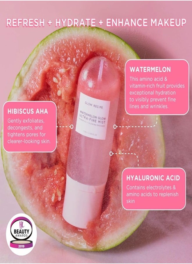 GLOW RECIPE - GLOW RECIPE Watermelon Glow Ultra-Fine Mist 75ml – Hydrating, Refreshing Face Mist with Watermelon Extract for Instant Moisture, Glow, and Makeup Setting - Image 1