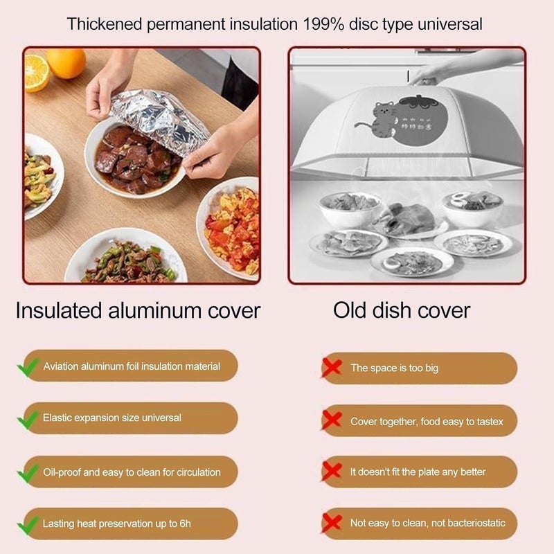 Reusable Aluminum Foil Food Covers - Heat Resistant - Keep Food Hot & Fresh - Food Covers for Meals, Fruits, Microwave, Oven, Foil Cover (50 Pack) - Image 5