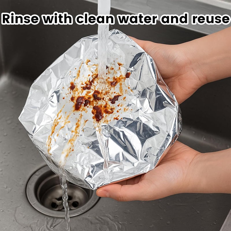Reusable Aluminum Foil Food Covers - Heat Resistant - Keep Food Hot & Fresh - Food Covers for Meals, Fruits, Microwave, Oven, Foil Cover (50 Pack) - Image 3