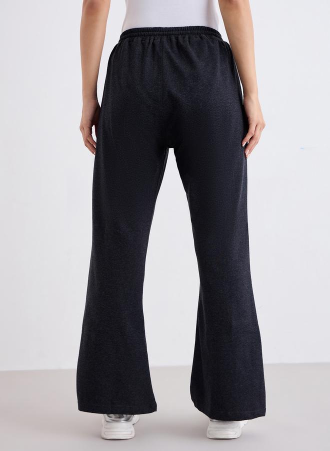 Styli Charcoal Boot Flared Joggers with Pintuck Detail - Image 4