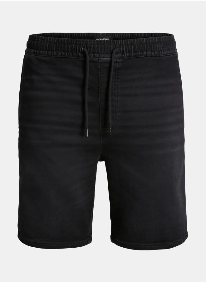 JACK & JONES Drawstring Waistband Washed Denim Shorts