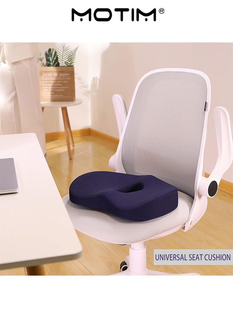 Motim Seat Cushion for office Chair 100% Memory Foam office Chair Cushion Butt Pillow for Tailbone for office Chair Car Seat Navy Blue - Image 2