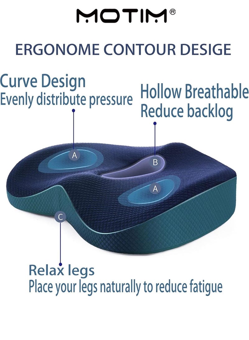 Motim Seat Cushion for office Chair 100% Memory Foam office Chair Cushion Butt Pillow for Tailbone for office Chair Car Seat Navy Blue - Image 4
