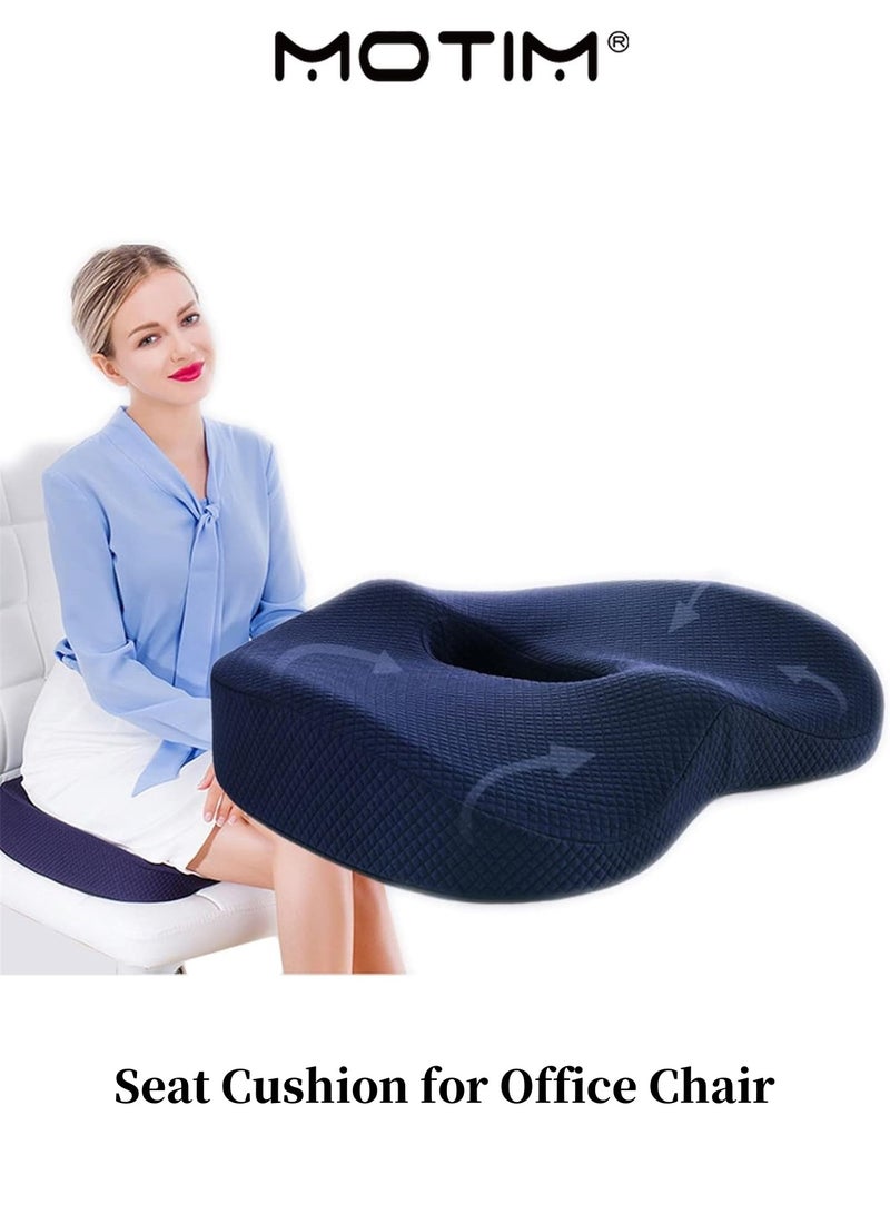 Motim Seat Cushion for office Chair 100% Memory Foam office Chair Cushion Butt Pillow for Tailbone for office Chair Car Seat Navy Blue - Image 1