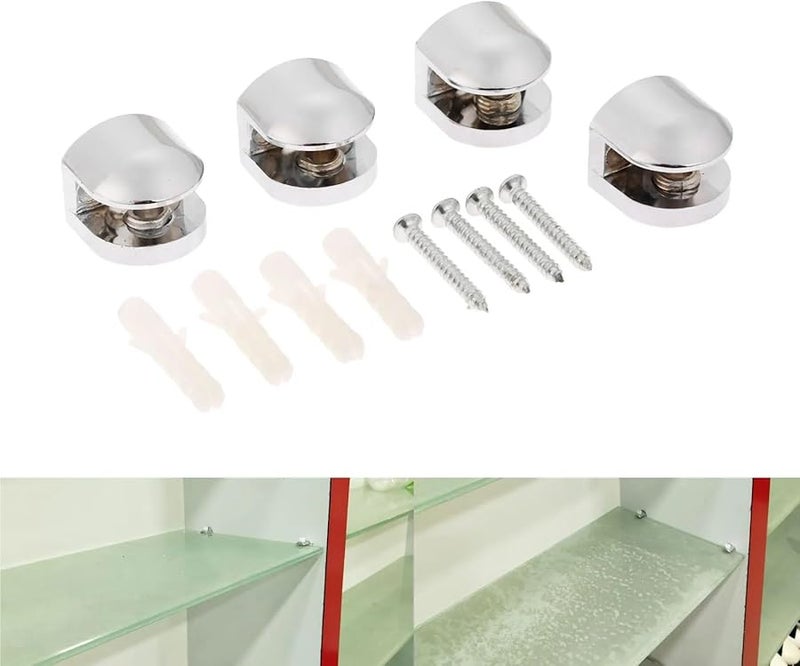 Zinc Alloy Adjustable Glass Shelf Brackets 10Pcs For 5 6mm Glass With Screws Furniture Hardware - Image 4