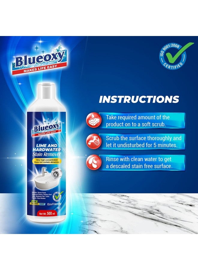 BLUEOXY High-Performance Lime, Rust, Calcium, Stain Remover| Fast Acting Limescale Remover|Cleans Rust, Hard Water Deposits|Power Cleaning|Ecological Formulation| 500 ML|QTY1 - Image 4