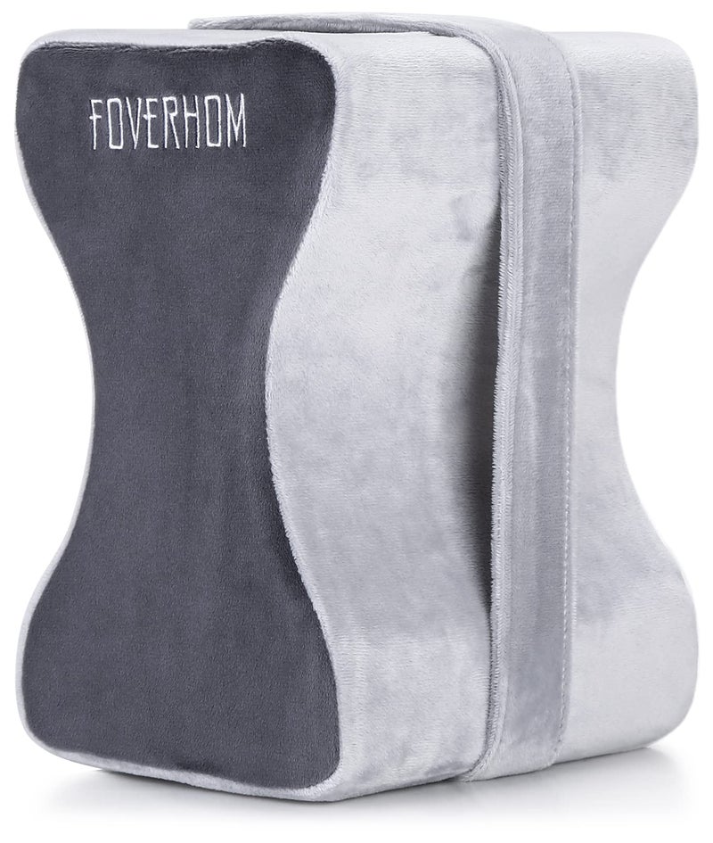 foverhom Memory Foam Knee Pillow,Orthopedic Leg Pillow for Sciatica Relief,Back Pain, Pregnancy, Leg Pain, Hip Pain and Sciatica Relief, Grey - Image 1